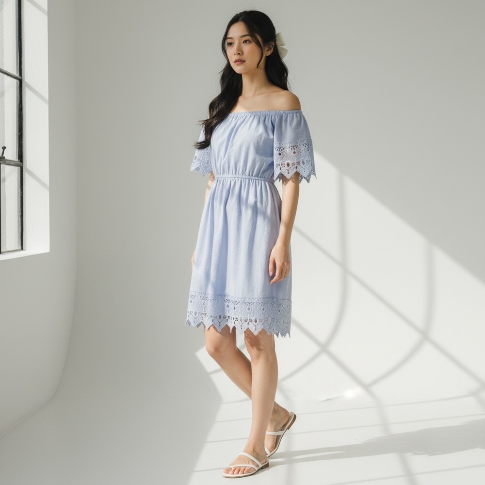 Haute Monde coquette girl light blue embroidered lace dress kentucky derby dress